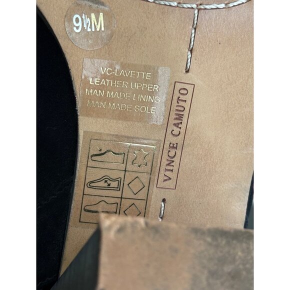 Vince Camuto Womens Lavette Black Leather Laser Cut Open Toe Sandal - Picture 8 of 11